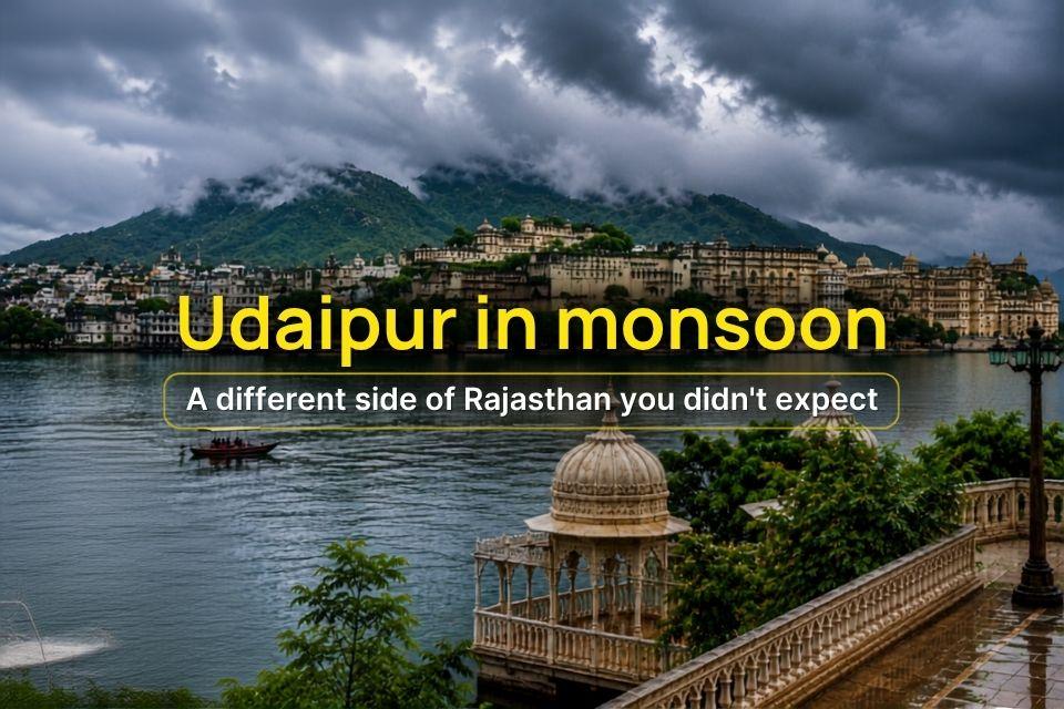 Udaipur in monsoon, a different side of Rajasthan, Lake Pichola and City Palace under storm clouds