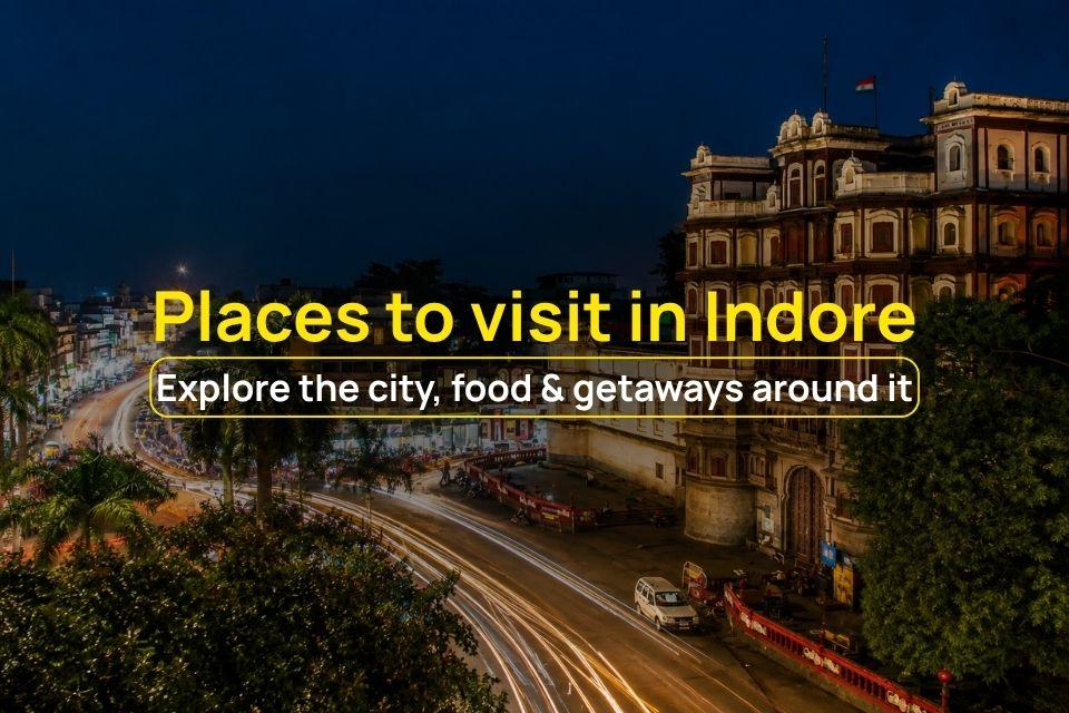 Rajwada Palace and the bustling streets of Indore illuminated at night