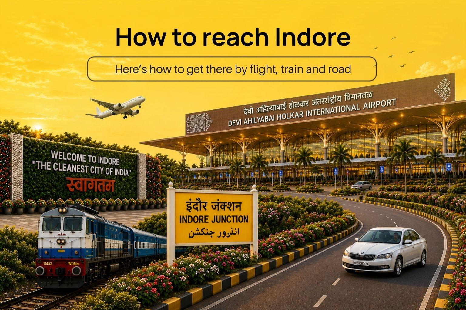 How to reach Indore by flight, train and road